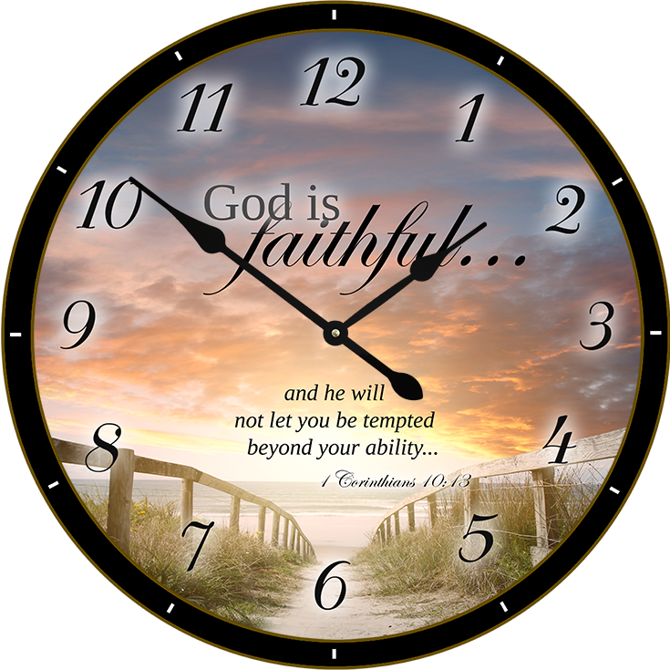 22.5" Round Melody Clock- Beautiful Waterfall Scene with Sunrise in the Background Lyric Clock