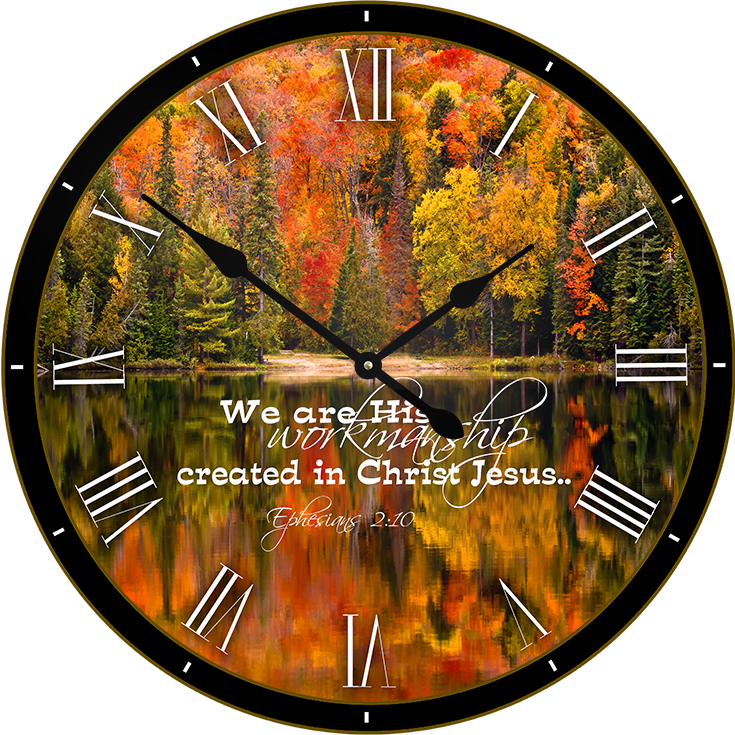 22.5" Round Melody Clock- Beautiful River with Colorful Lake in the Background Lyric Clock