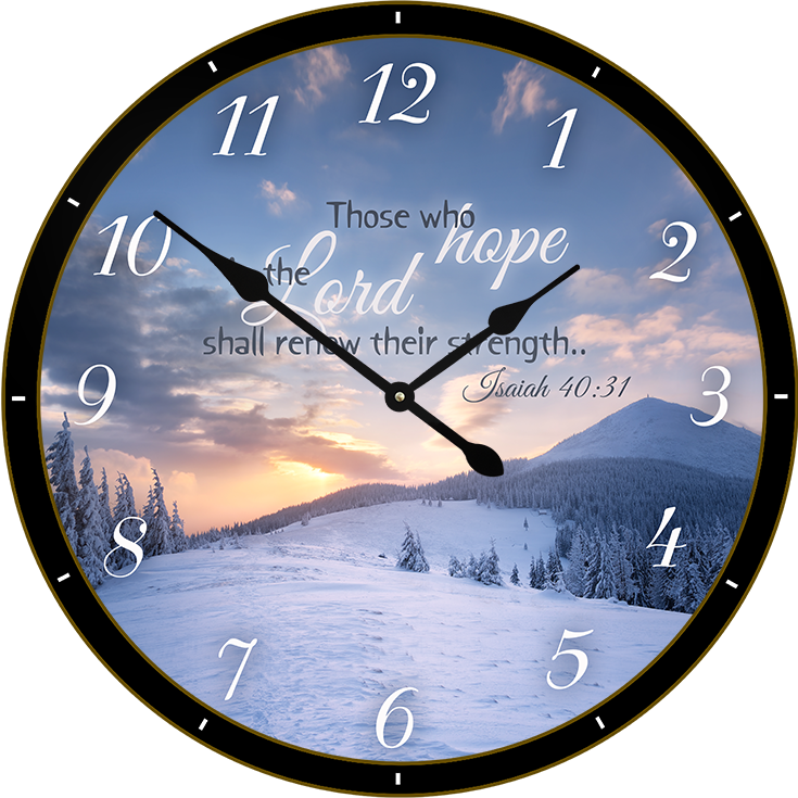 22.5" Round Melody Clock- Beautiful Mountain Covered in Snow Lyric Clock