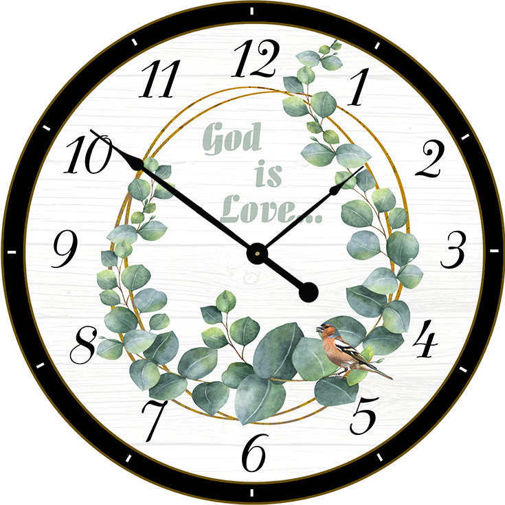 22.5" Round Melody Clock- Beautiful Clusters of Flowers in Circle. Lyric Clock