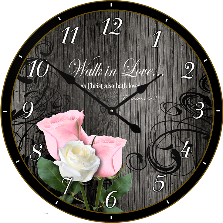 22.5" Round Melody Clock- Beautiful Bunch of Pink Roses Lyric Clock