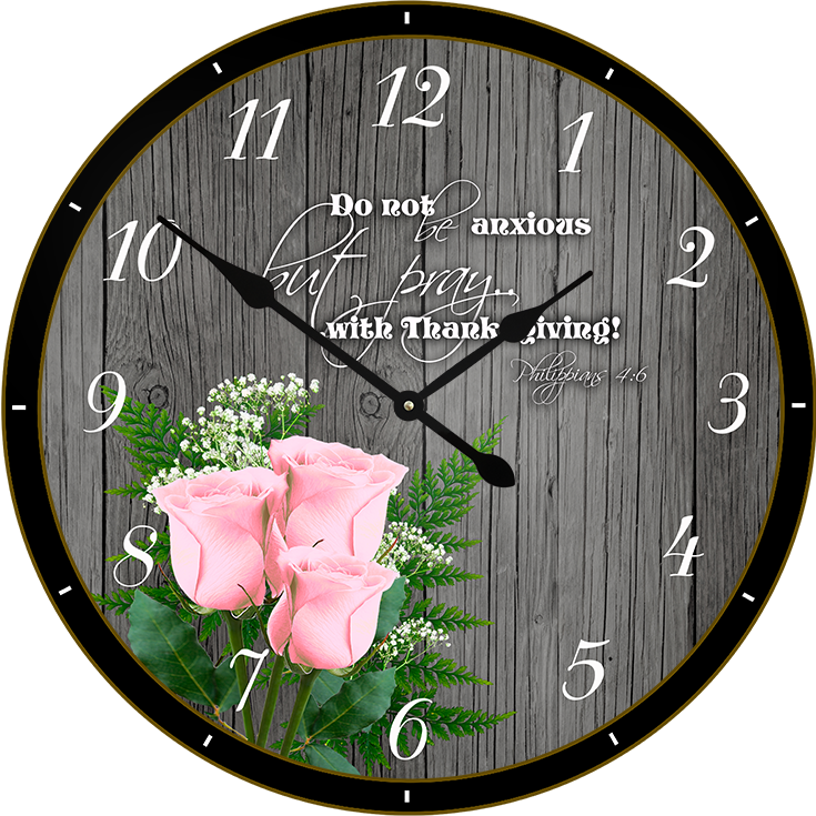 22.5" Round Melody Clock- Beautiful Bunch of Pink Roses Lyric Clock