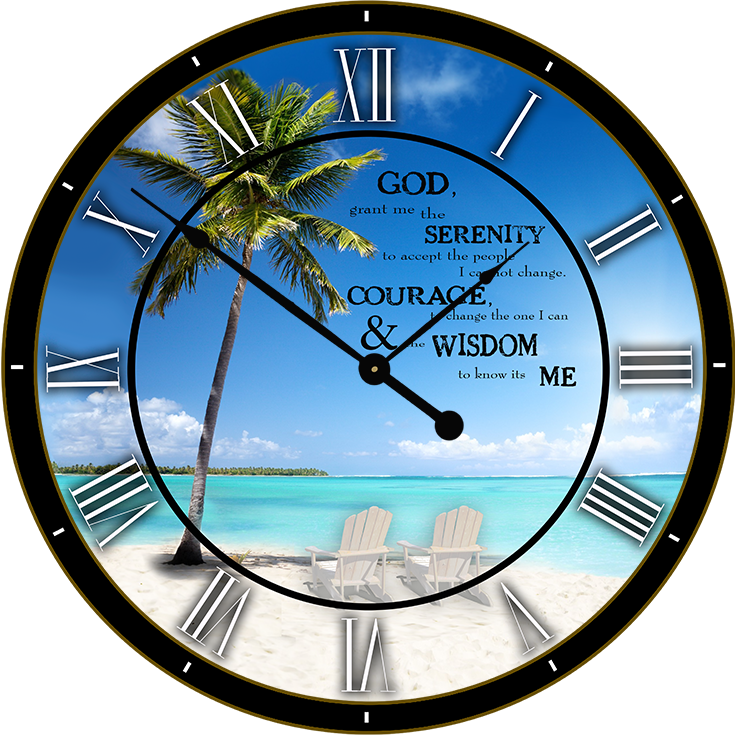 22.5" Round Melody Clock- Beautiful Quote on a Sunny Day at the Beach Background Lyric Clock