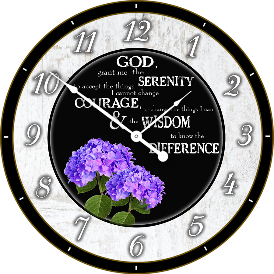 22.5" Round Melody Clock- Beautiful Quote with Clusters of Purple Flowers Lyric Clock