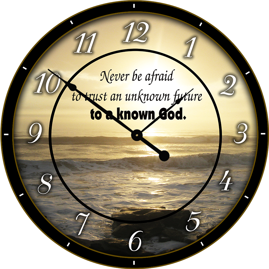 22.5" Round Melody Clock- Beautiful Quote with Sunrise at the Beach in the Background Lyric Clock