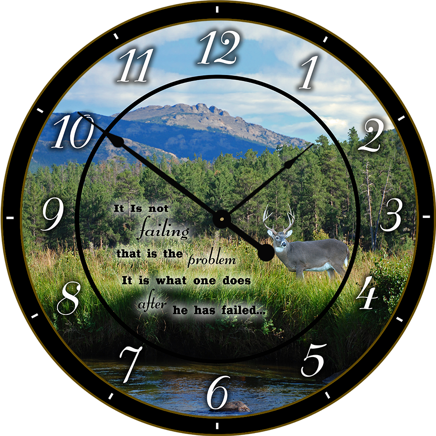 22" Round Melody Clock - Beautiful Quote with Buck in Grass Lyric Clock