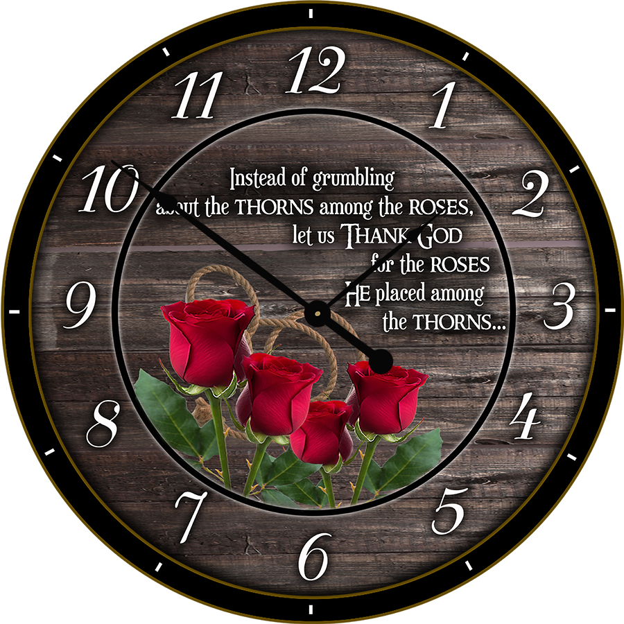 22" round Melody Clock - Beautiful Quote with Bunch of Red Roses and Rope Lyric Clock