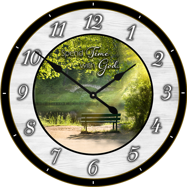 22.5" Round Melody Clock- Beautiful Quote with Bench by the Lake Lyric Clock