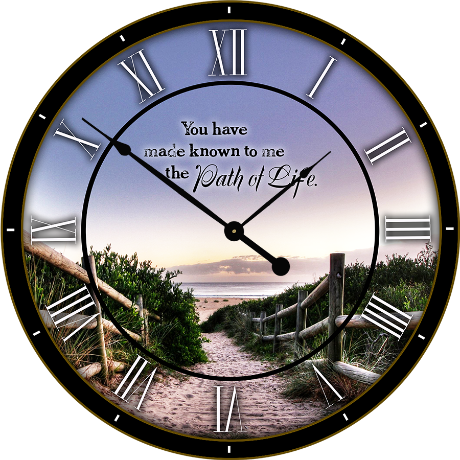 22.5" Round Melody Clock- Beautiful Quote with Passageway Leading to the Beach Lyric Clock