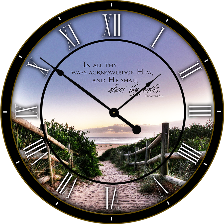 22.5" Round Melody Clock- Beautiful Quote with Passageway Leading to the Beach Lyric Clock