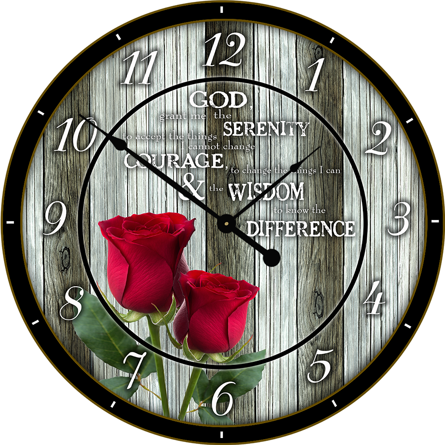 22.5" Round Melody Clock- Beautiful Quote with Red Roses Lyric Clock