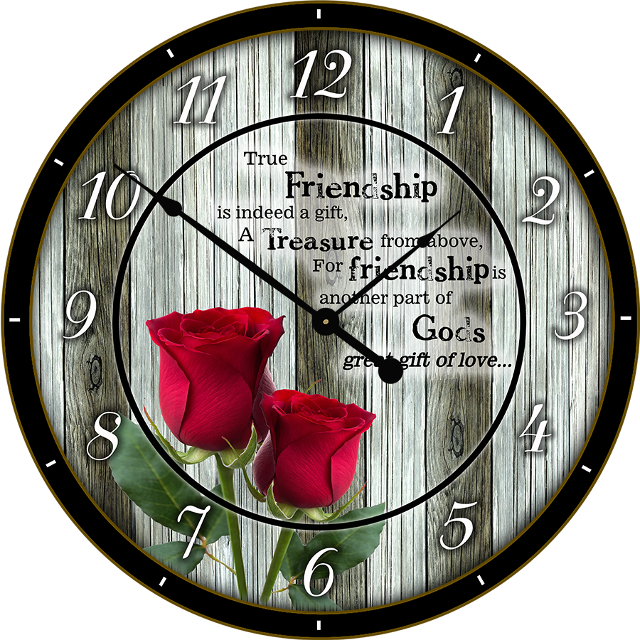 22.5" Round Melody Clock- Beautiful Quote with Red Roses Lyric Clock