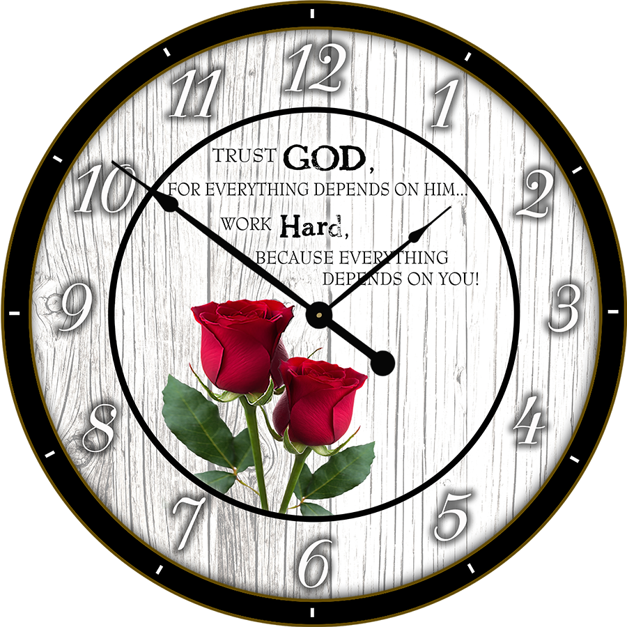 22.5" Round Melody Clock- Beautiful Quote With Red Flowers Lyric Clock