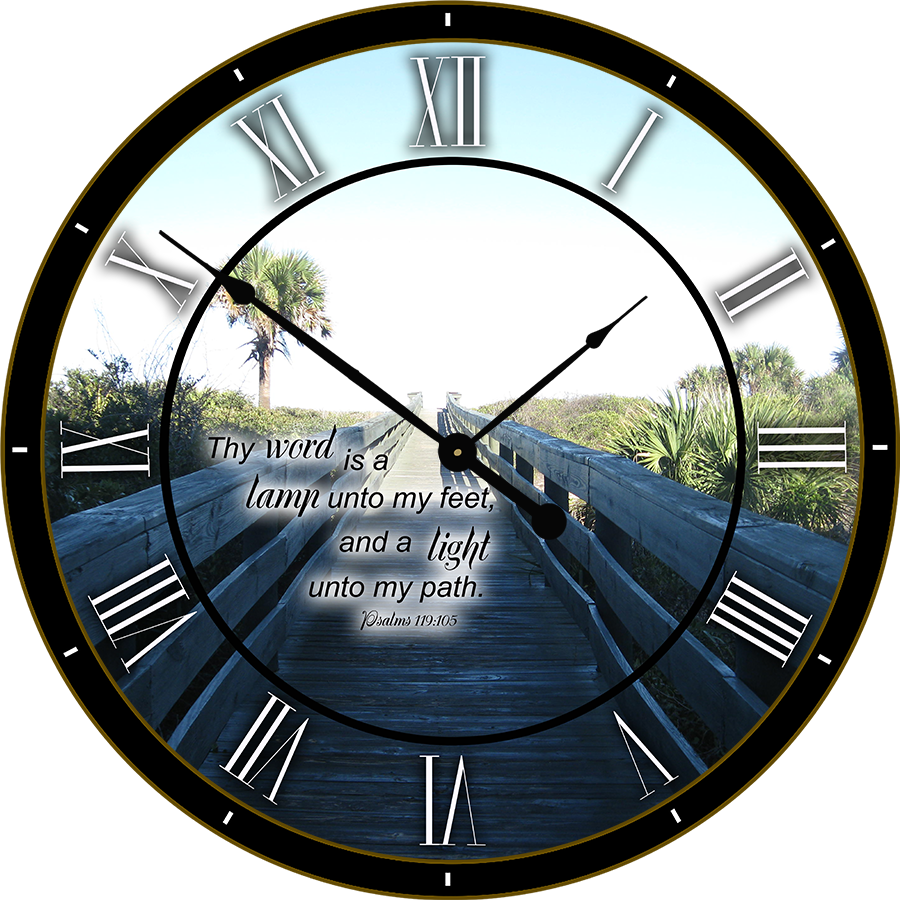 22.5" Round Melody Clock- Beautiful Quote and Wooden Bridge Lyric Clock