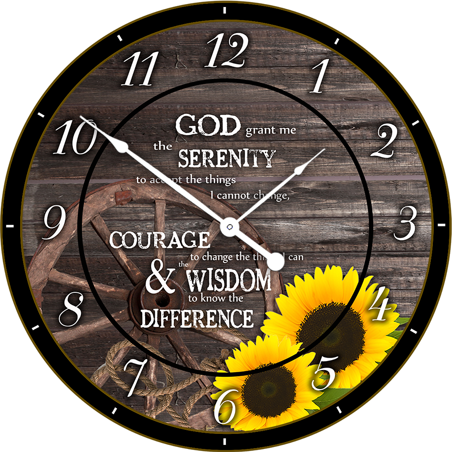 22.5" Round Melody Clock- Beautiful Quote with Sunflowers and a Wheel in the Background Lyric Clock