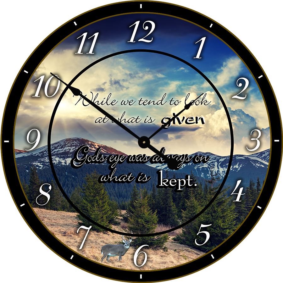 22.5" Round Melody Clock- Beautiful Quote with Deer in the Background Lyric Clock