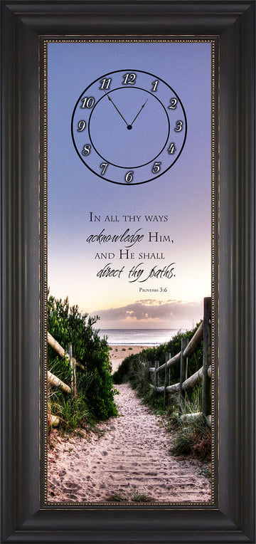 10” w x 28” h Framed Melody Clock- Beautiful Passageway Leading to the Beach Lyric Clock